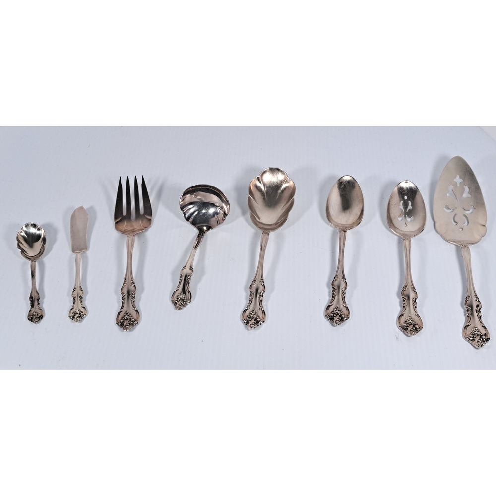 International DeepSilver Orleans Silverplate Serving Set 8pc Ornate Floral
